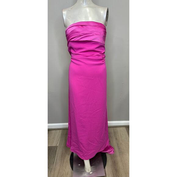 Halston Brigette Crêpe Strapless Gown In Hibiscus US 6 $645 - Picture 4 of 9